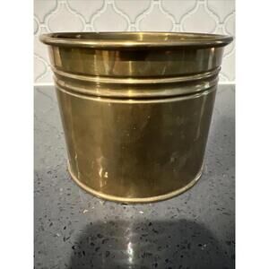 Vintage Brass Container Planter Made In Ireland Patina 6” Diam x 4.5” H